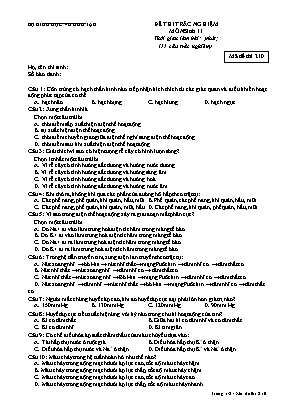 Đề kiểm tra 15 phút học kì II môn Sinh học Lớp 11 lần 1 (Nâng cao) - Mã đề 210